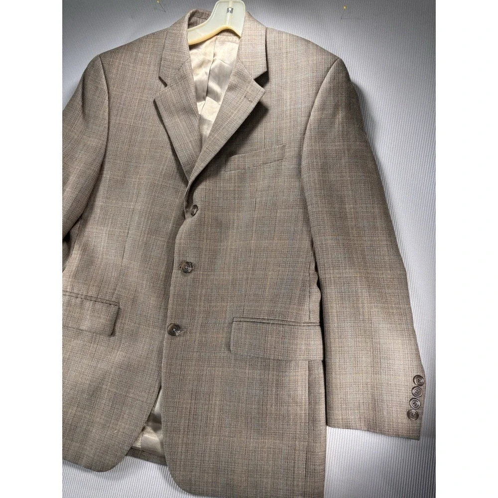 Ralph Lauren Black Label 40R Sport Coat Blazer Silk Wool Brown‎ Micro Plaid